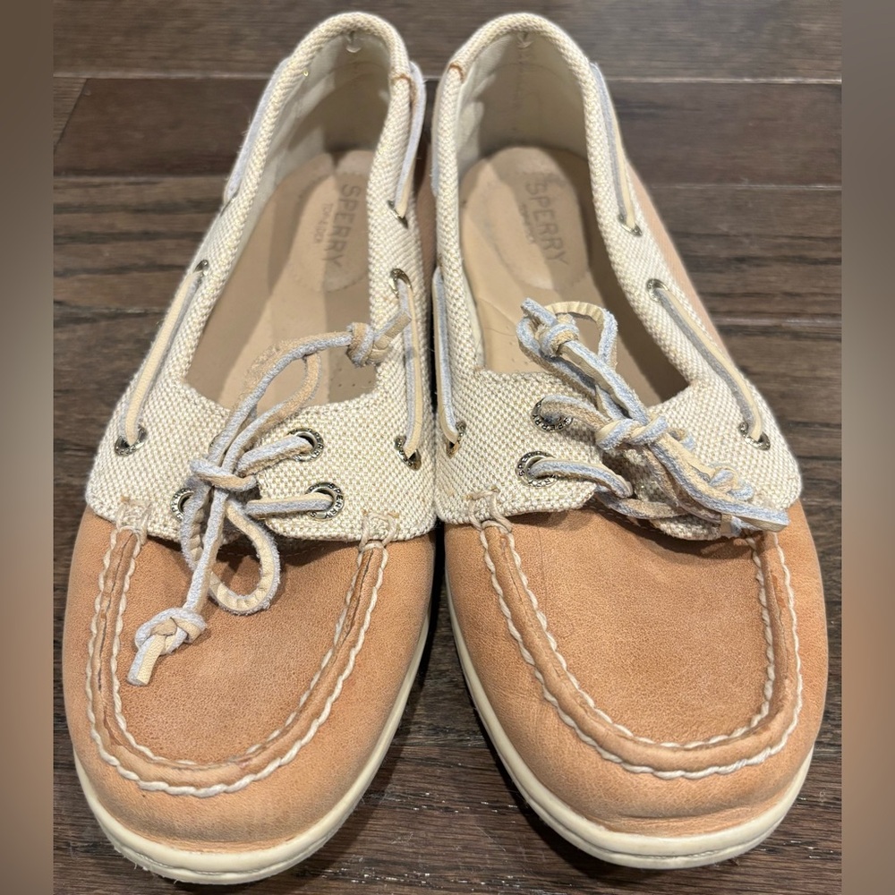 Sperry Two-Tone Canvas and Suede Boat Shoes - Cream & Tan
